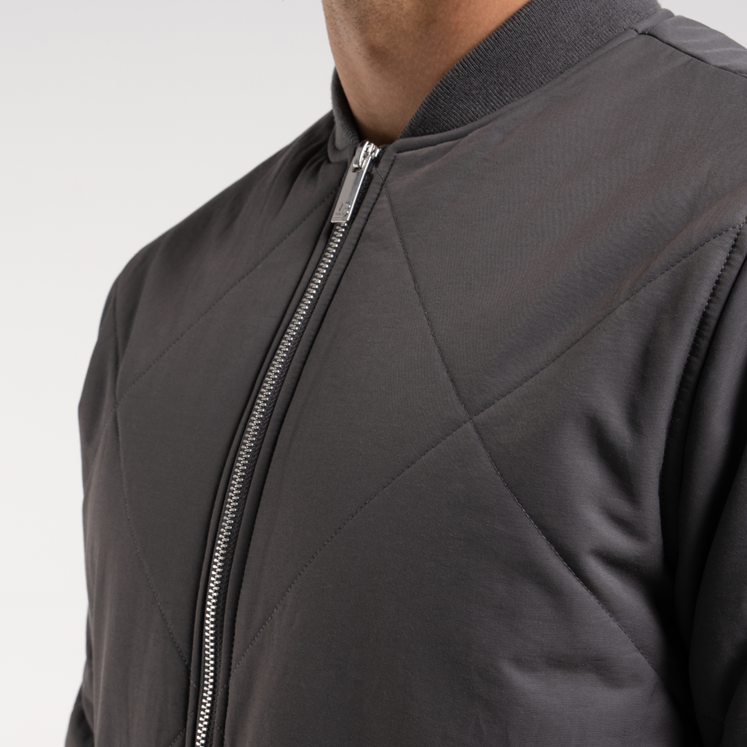 Knight Quilted Bomber Jacket - Charcoal