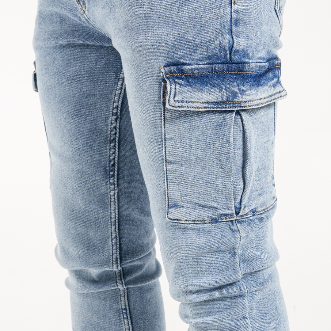 Muric Slim Fit Cargo Jeans - Light Blue